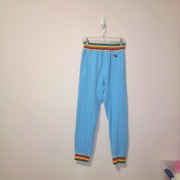 Aviator Nation rainbow rib sweatpant sky blue medium - Picture 4 of 7